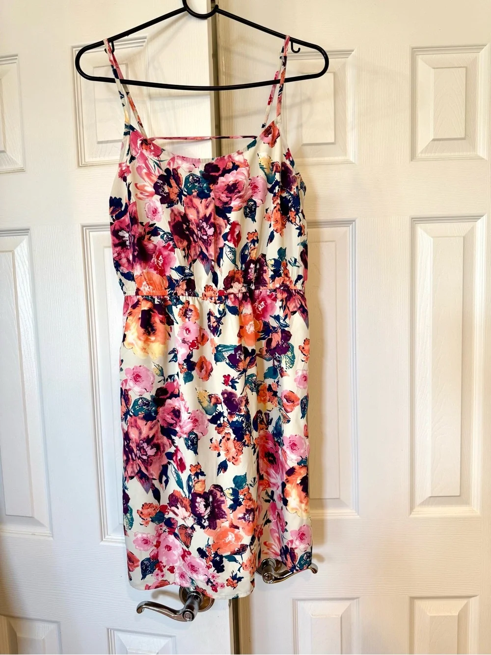Forever 21 White Floral Mini Dress with Pink, Orange & Navy Flowers - Picture 2 of 6